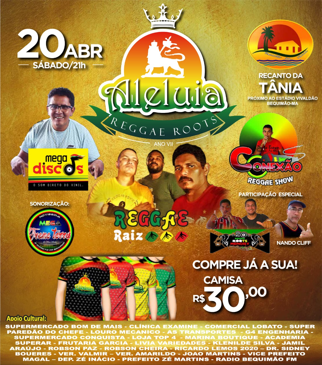 Foto de VII Aleluia Reggae Roots será realizado neste sábado na cidade de Bequimão-MA